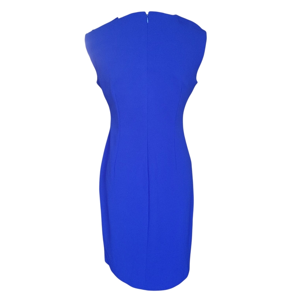 DKNY Royal Blue Midi Ruched Sheath Dress Women's Size 6 - Picture 4 of 11